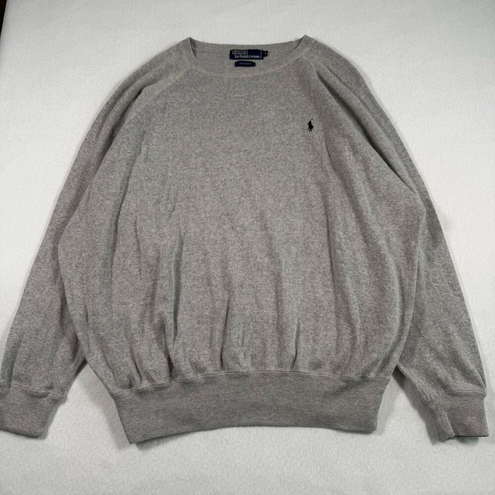 Polo Ralph Lauren‎ Sweater Mens XL Gray Crewneck pullover knit 100% cotton